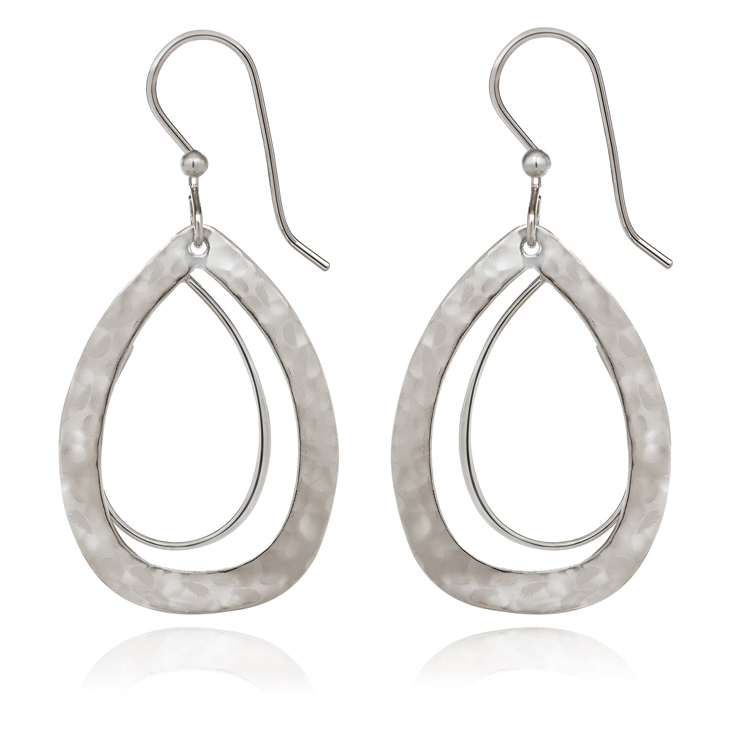 Silver Forest | Spirit Collection | Silver Modern Teardrop Earrings - Juli's Wearable Art