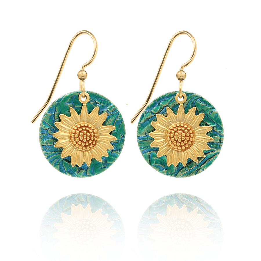 Silver Forest Sunflower Earrings - Juli's Wearable Art