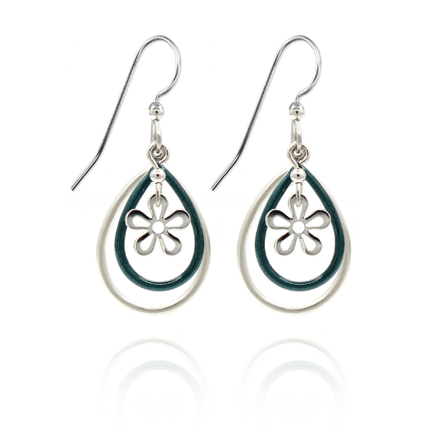 Silver Forest Teardrop Flower Earrings - Juli's Wearable Art