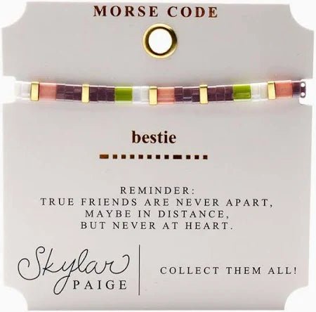 Skylar Paige BESTIE Morse Code Tila Beaded Bracelet - Juli's Wearable Art