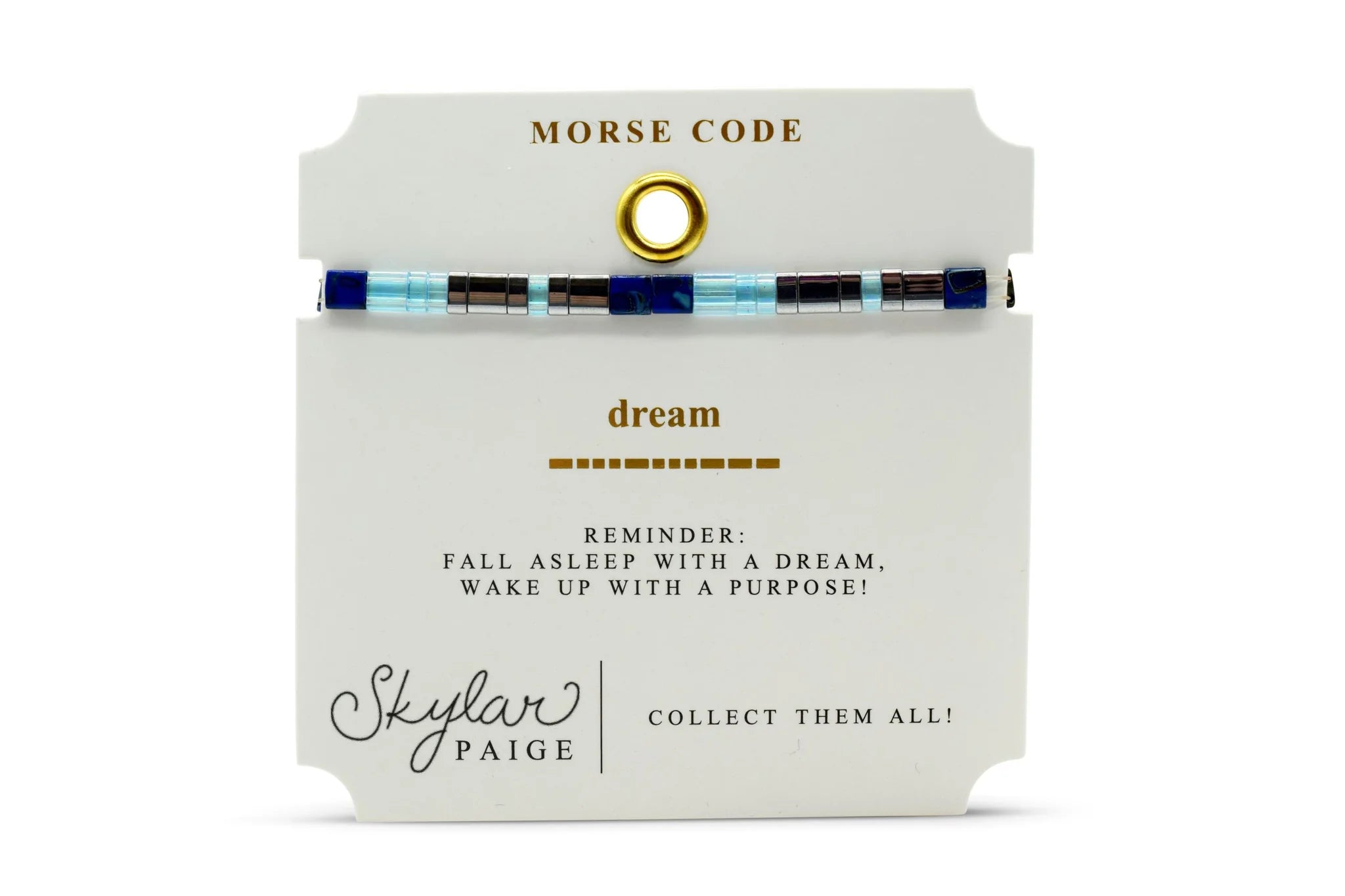 Skylar Paige DREAM Morse Code Tila Beaded Bracelet - Bonne Nuit Blue - Juli's Wearable Art