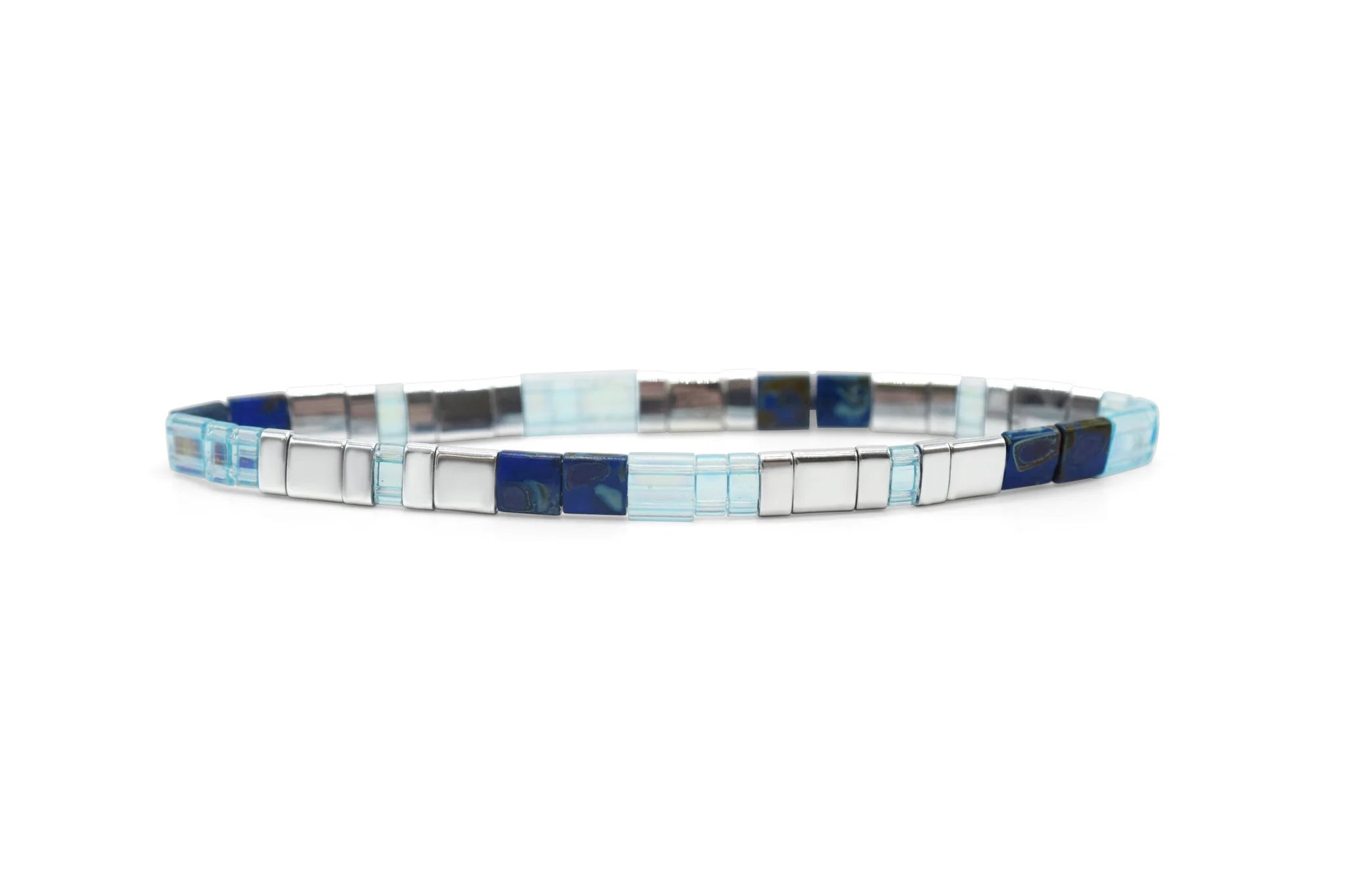 Skylar Paige DREAM Morse Code Tila Beaded Bracelet - Bonne Nuit Blue - Juli's Wearable Art