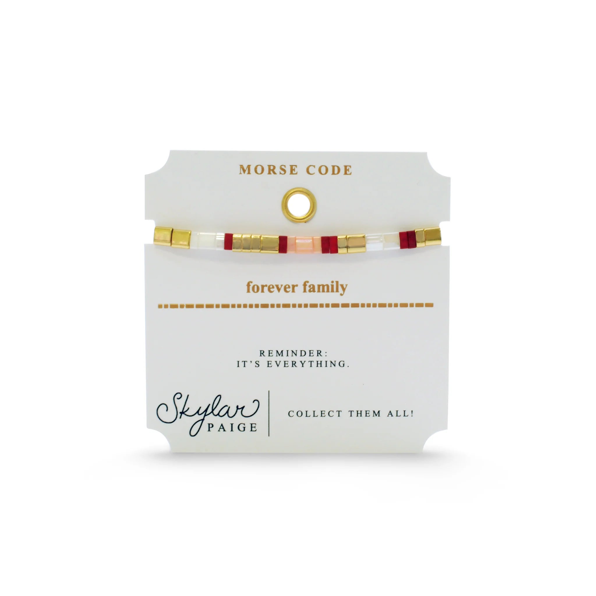 Skylar Paige FOREVER FAMILY Morse Code Tila Beaded Bracelet - Ravishing Rosy Peach - Juli's Wearable Art