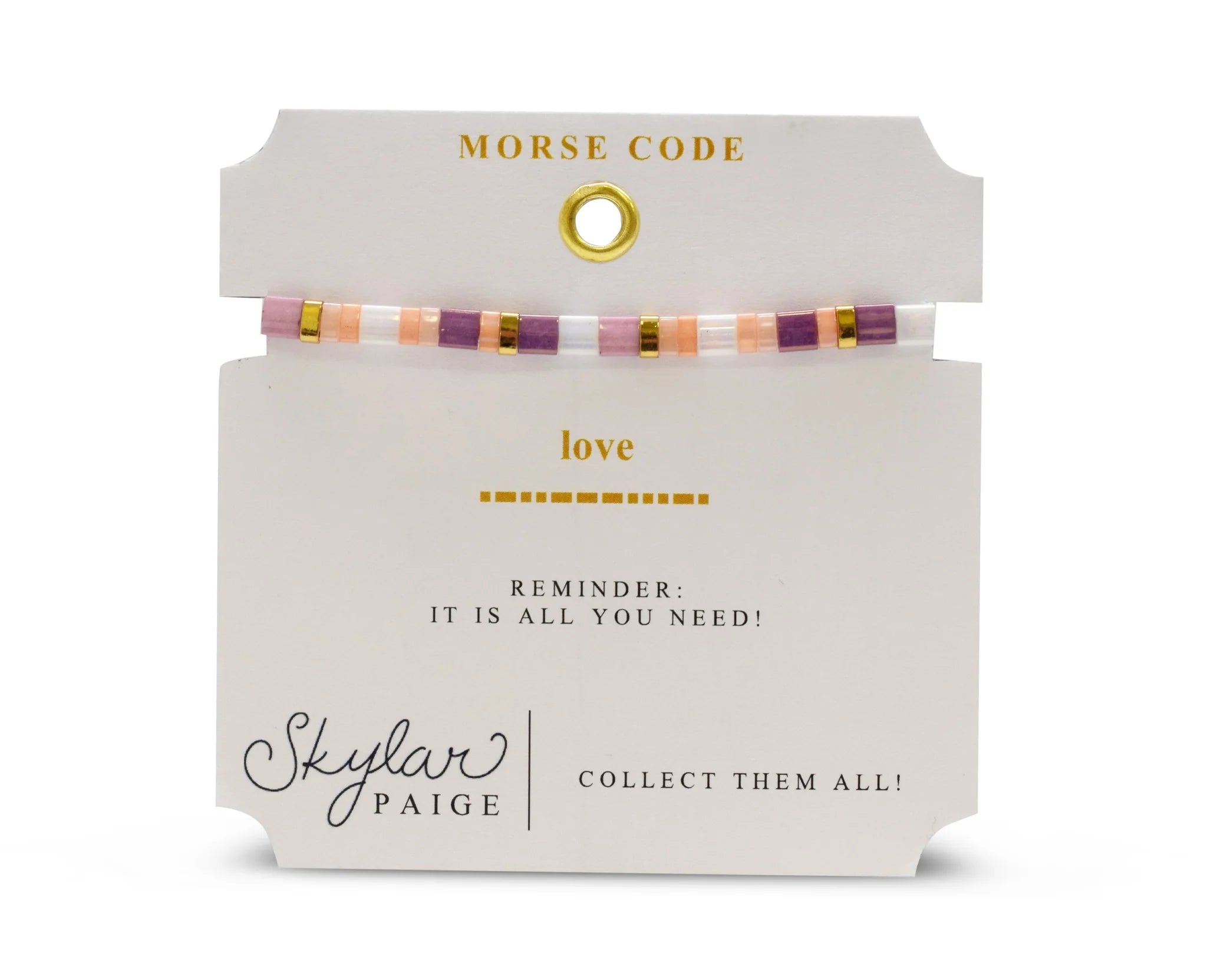 Skylar Paige LOVE Morse Code Tila Beaded Bracelet - Rose All Day - Juli's Wearable Art