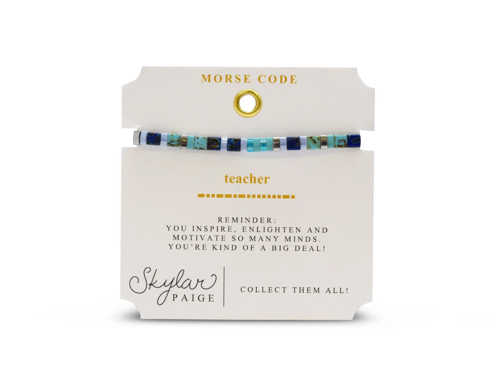 Skylar Paige TEACHER Morse Code Tila Beaded Bracelet - Juli's Wearable Art