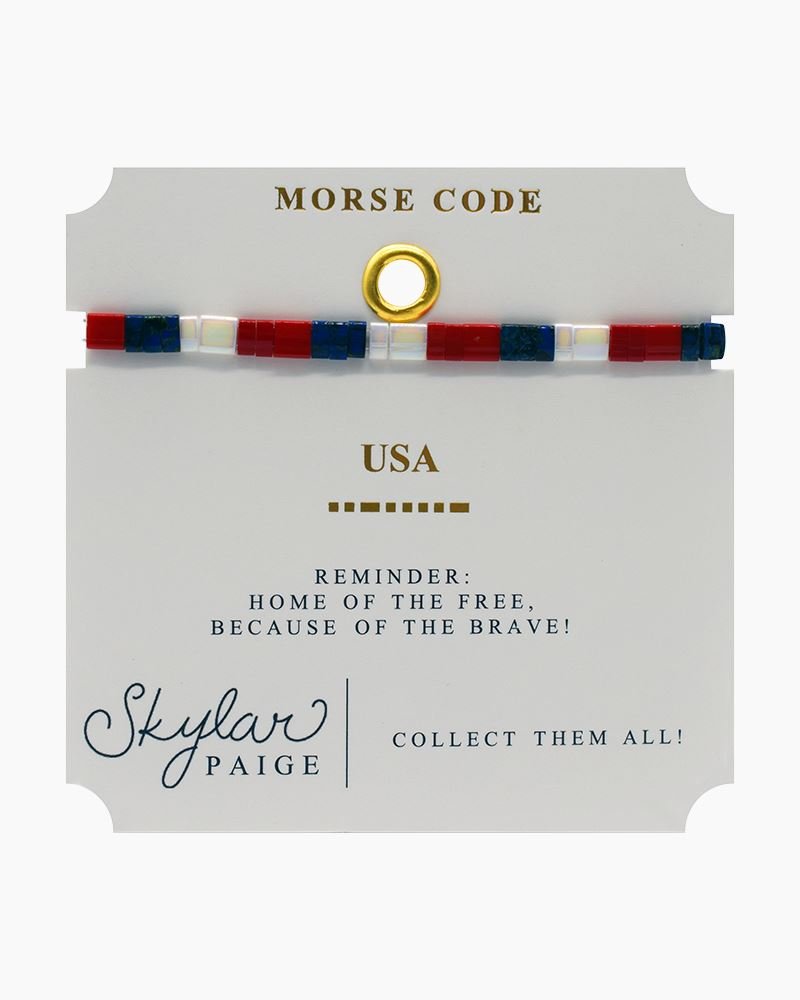 Skylar Paige USA Morse Code Tila Beaded Bracelet - Juli's Wearable Art