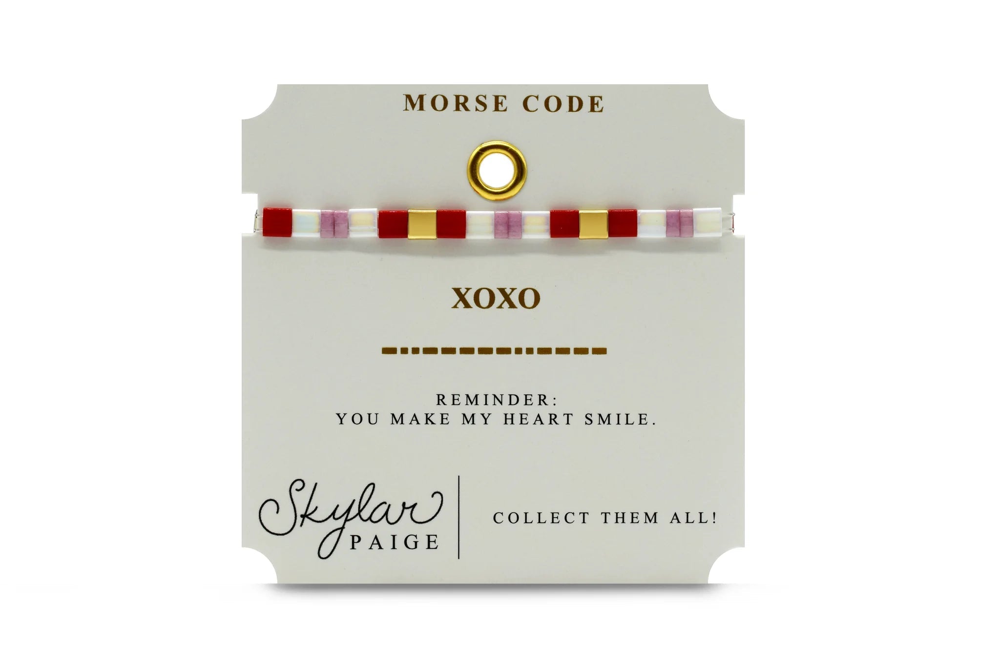 Skylar Paige - XOXO - Morse Code Tila Beaded Bracelet - Juli's Wearable Art