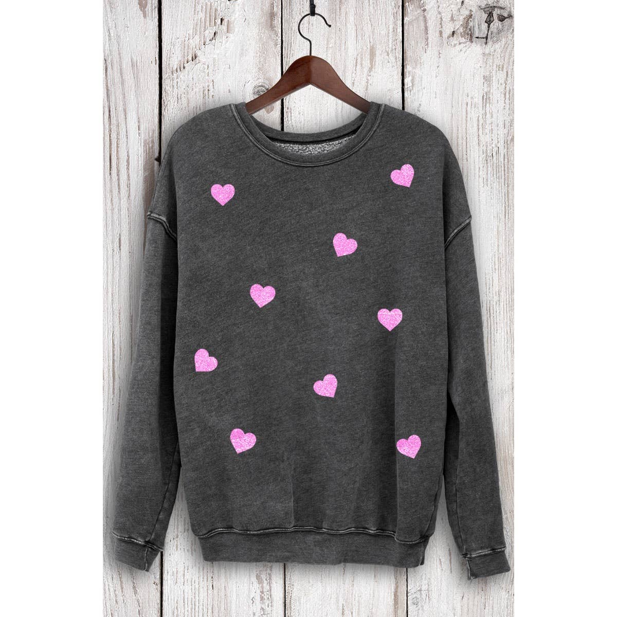 Sparkle Hearts Vintage Wash Sweatshirt - Juli's Wearable Art