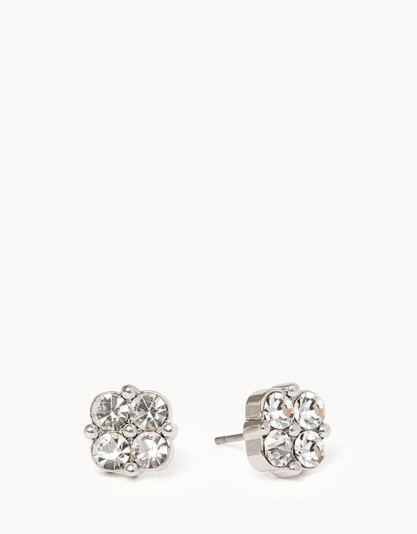 Spartina Sea La Vie Blessed Crystal Clover Stud Earrings | Silver - Juli's Wearable Art