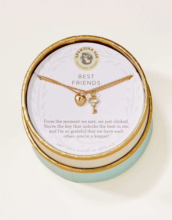 Spartina Sea La Vie Necklace 18" Best Friends + Heart Key | Gold | Set - Juli's Wearable Art