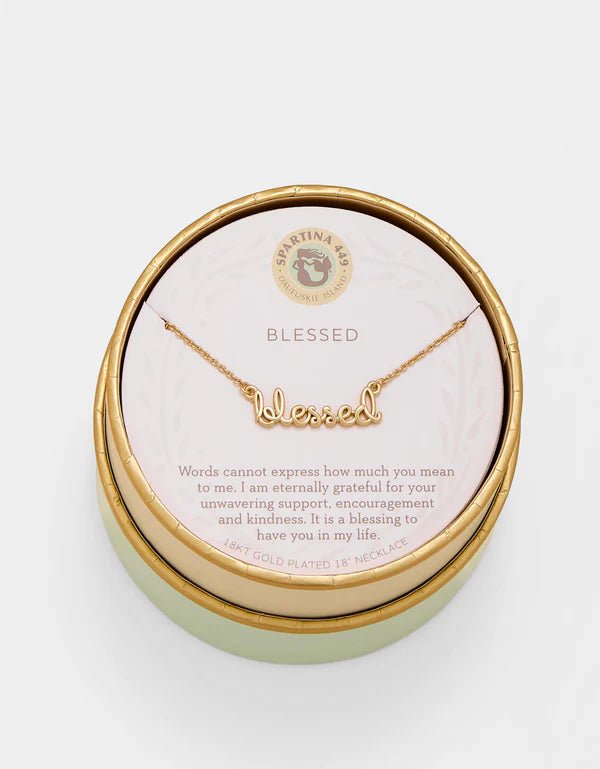 Spartina Sea La Vie Necklace Blessed | Script | Gold - Juli's Wearable Art