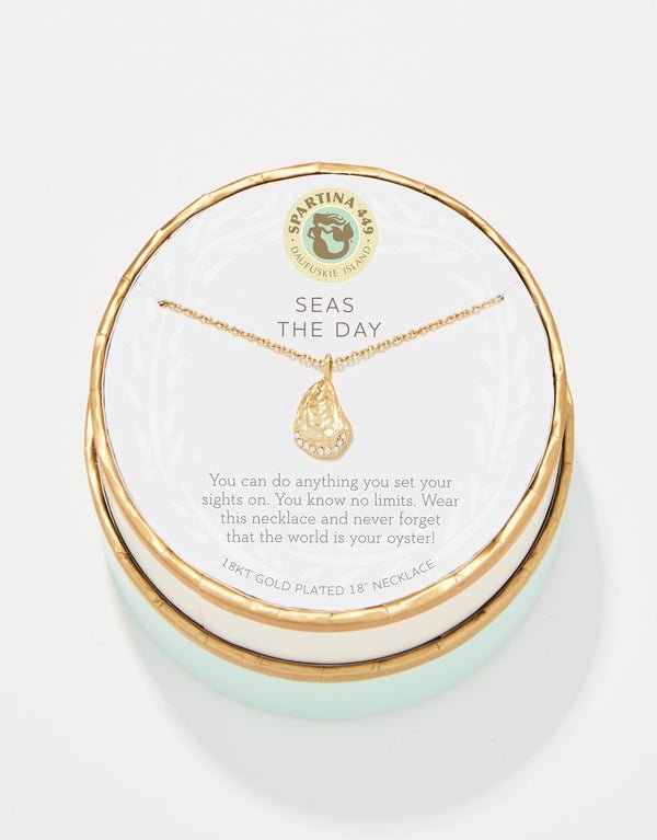 Spartina Sea La Vie Seas the Day Oyster Shell Necklace | Gold - Juli's Wearable Art