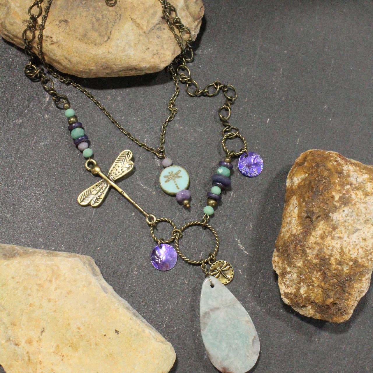 Spread Your Wings Dragonfly Layered Necklace - Juli's Wearable Art