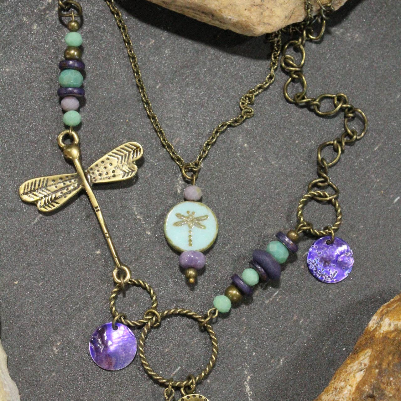 Spread Your Wings Dragonfly Layered Necklace - Juli's Wearable Art