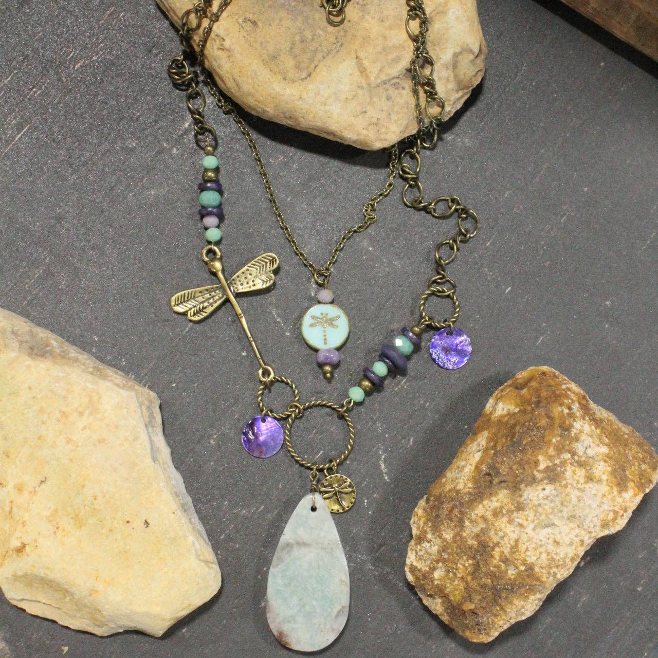 Spread Your Wings Dragonfly Layered Necklace - Juli's Wearable Art