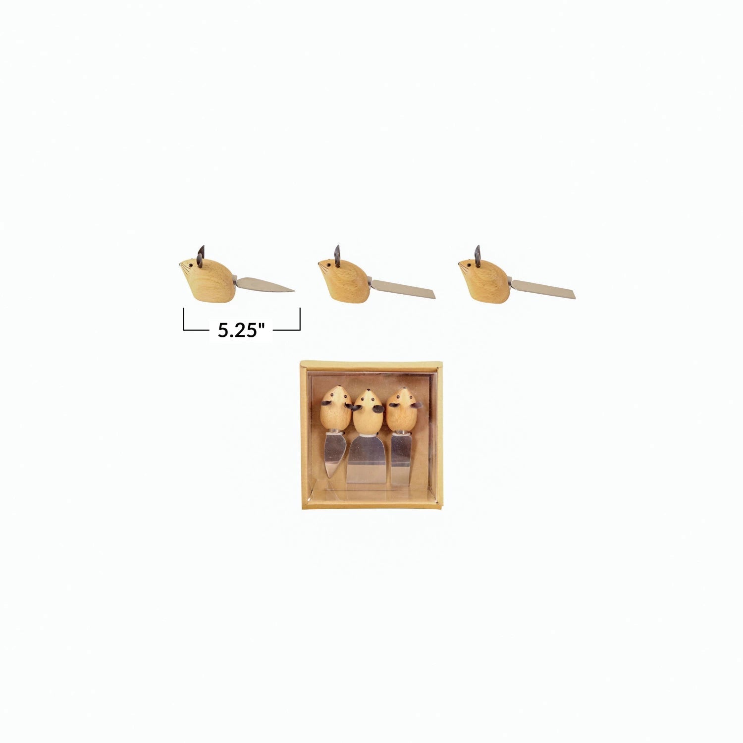 Stainless Steel Cheese Knives with Mouse Handles – Boxed Set of 3 - Juli's Wearable Art