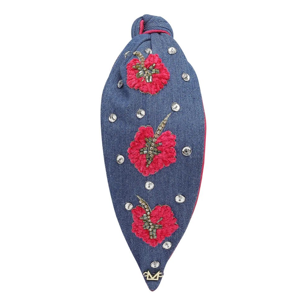 Statement Headband | Classic Floral Pearl Embroidery - Juli's Wearable Art