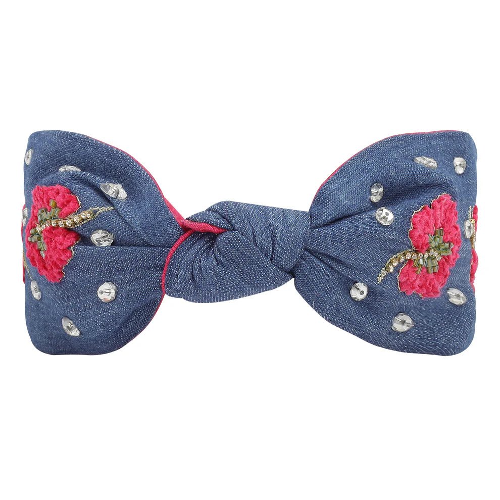 Statement Headband | Classic Floral Pearl Embroidery - Juli's Wearable Art