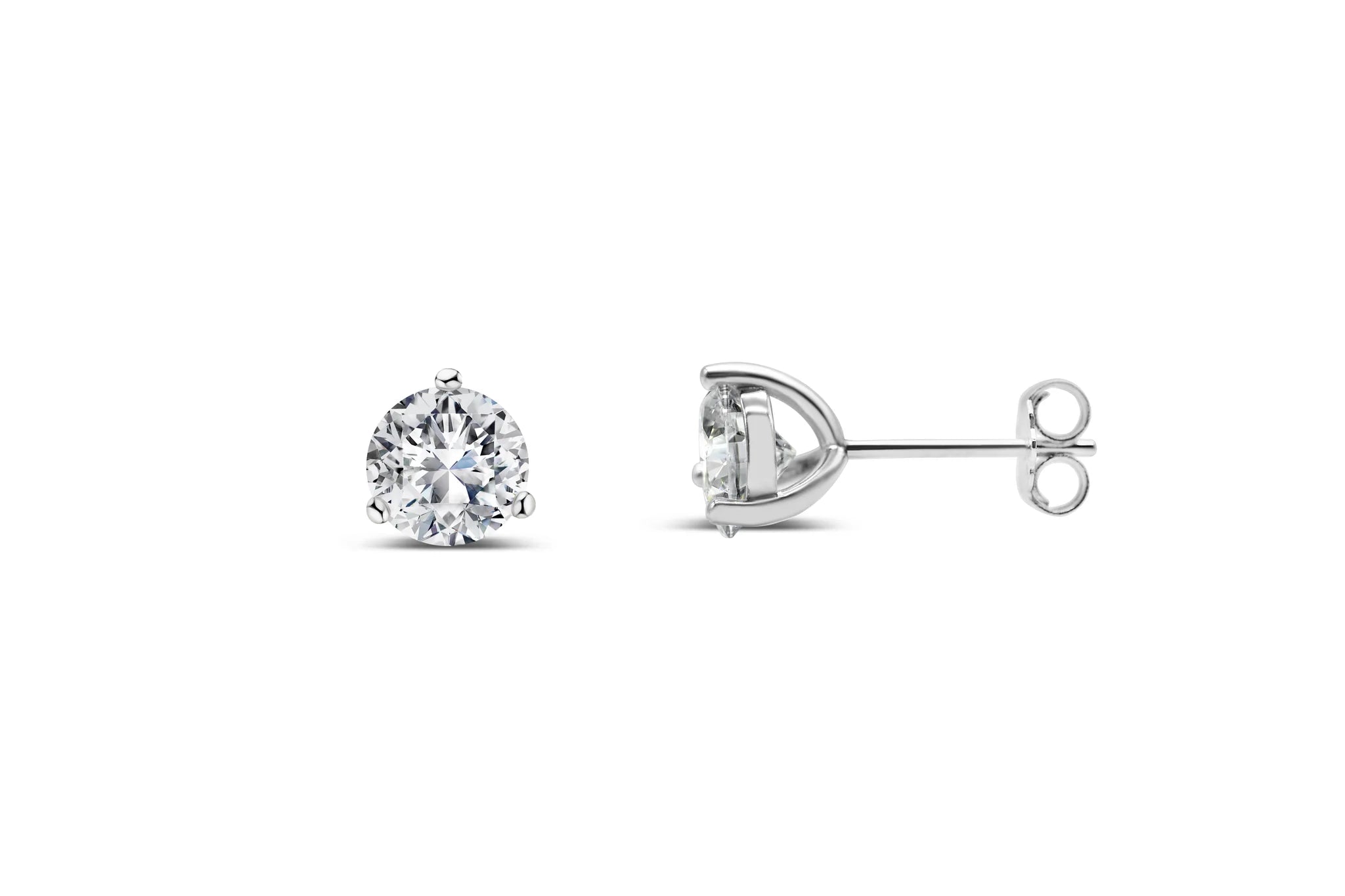 Stia 3 Prong Solitaire Silver Studs - Juli's Wearable Art