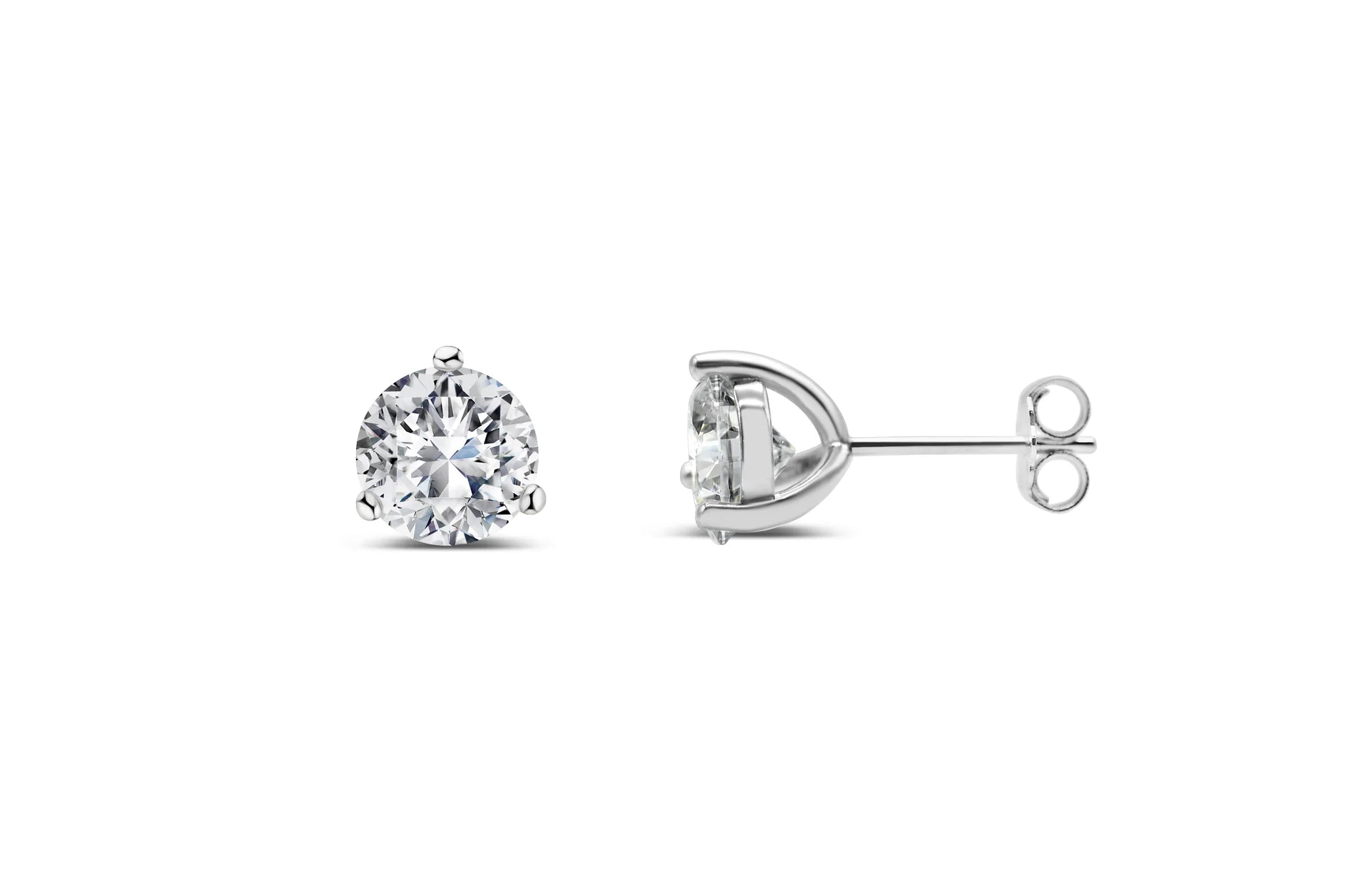 Stia 3 Prong Solitaire Silver Studs - Juli's Wearable Art