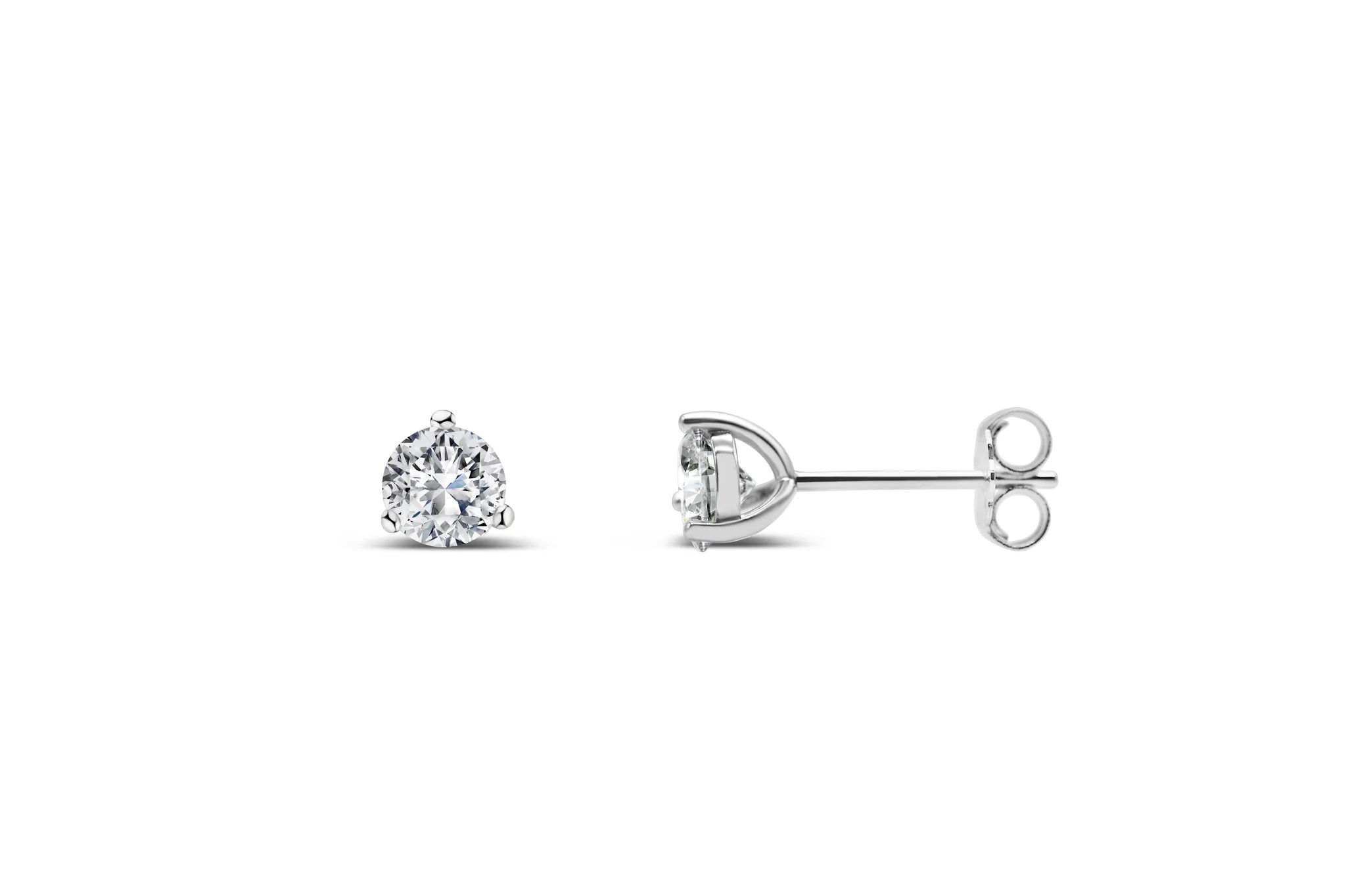 Stia 3 Prong Solitaire Silver Studs - Juli's Wearable Art