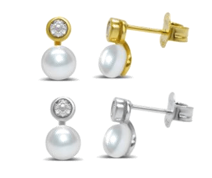 Stia "Classy Girls Wear Pearls" Pearl Bezel CZ Earrings - Juli's Wearable Art