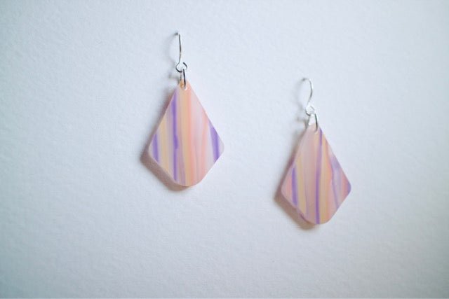 Striped Pendant Earrings - Juli's Wearable Art