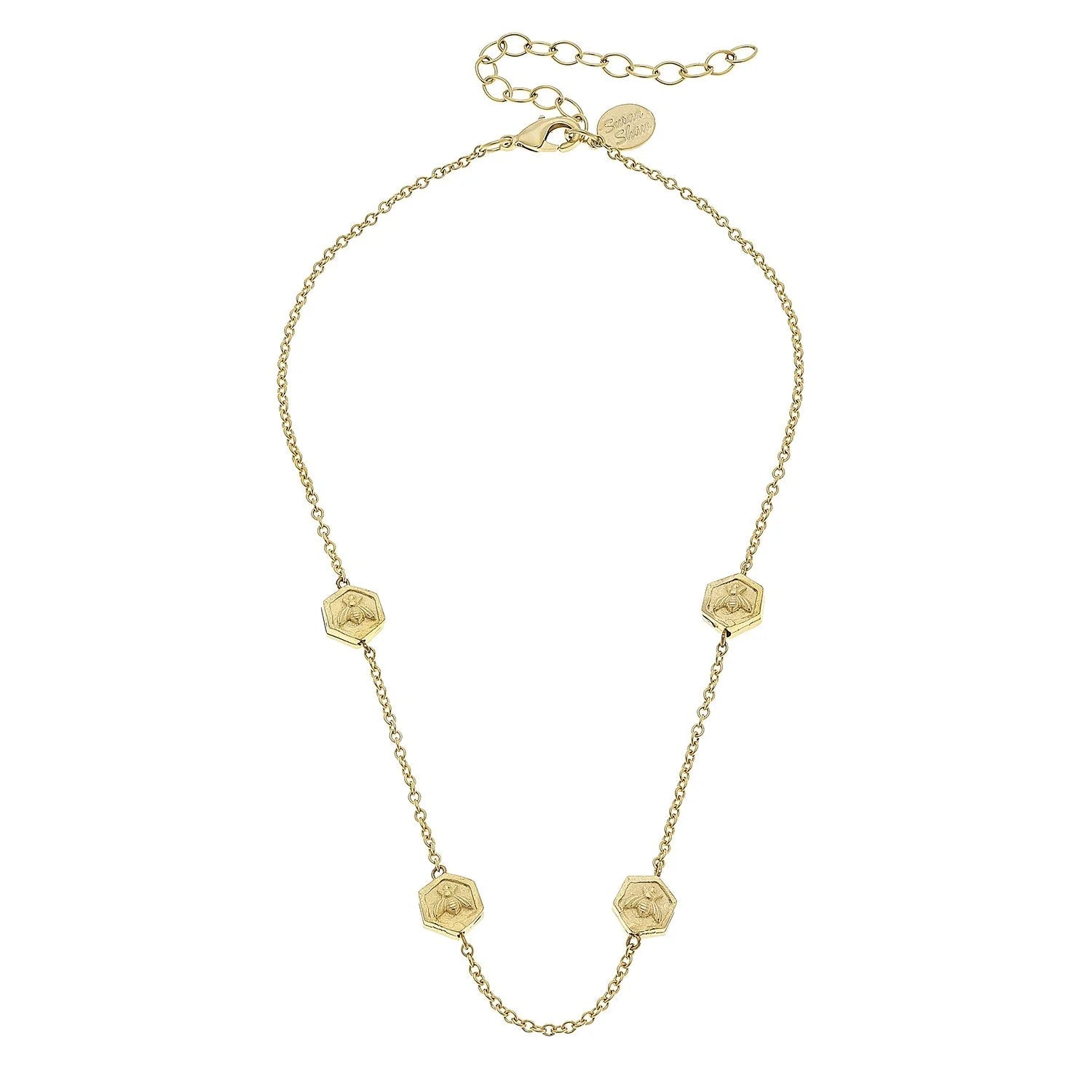 Susan Shaw Dainty Multi Bee Necklace | Gold - Juli's Wearable Art