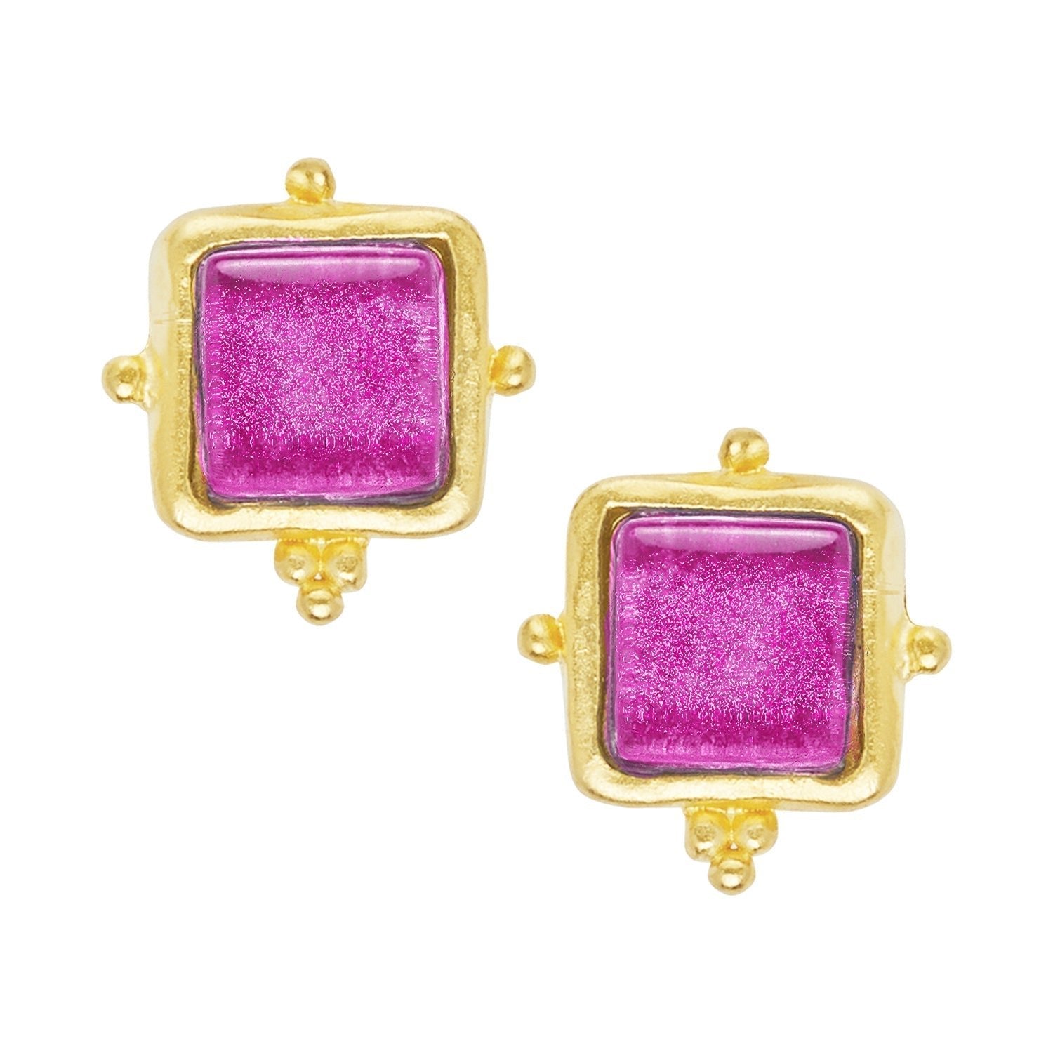 Susan Shaw Madeline French Glass Stud Earrings | Fuchsia Pink - Juli's Wearable Art