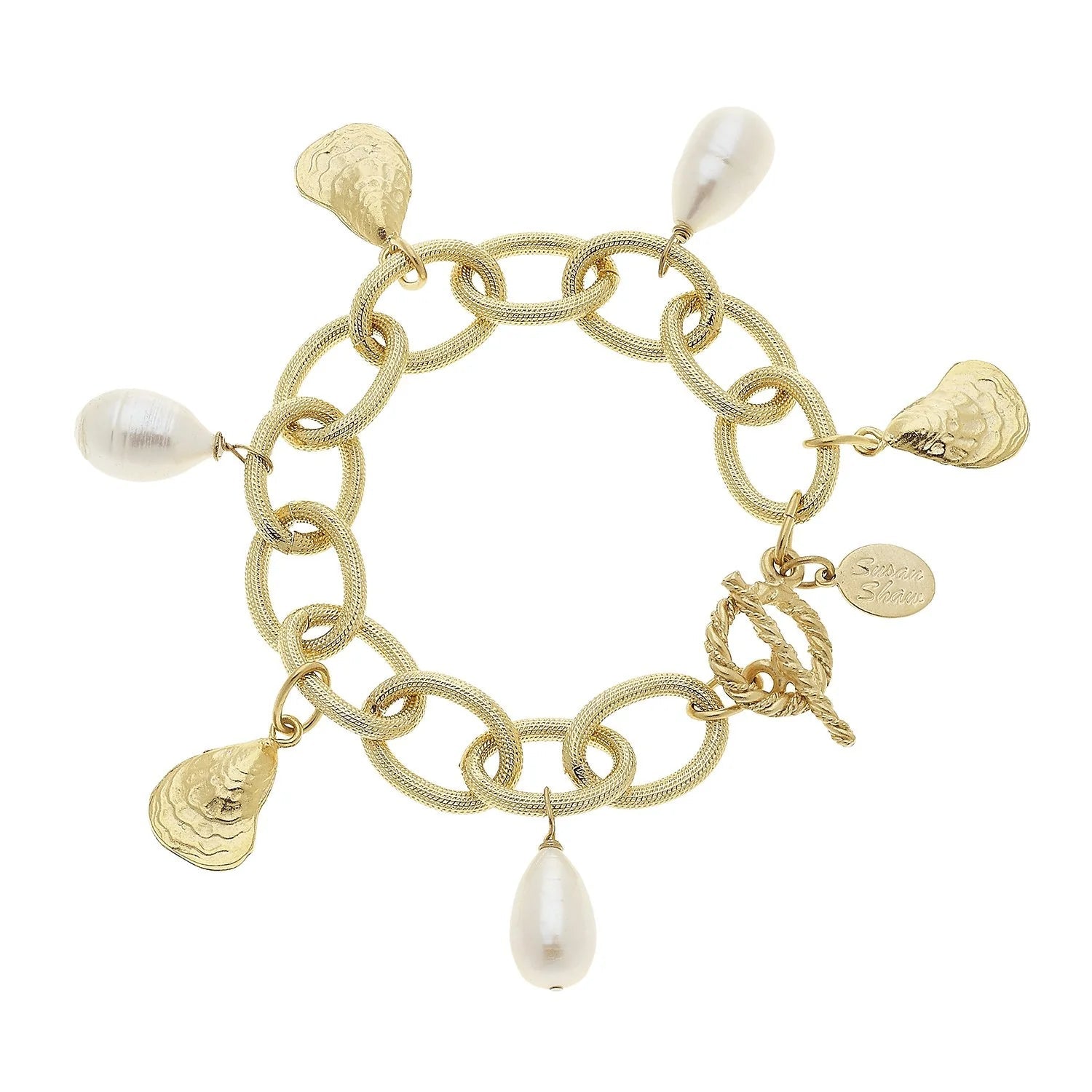 Susan Shaw Pearl + Oyster Charm Bracelet - Juli's Wearable Art