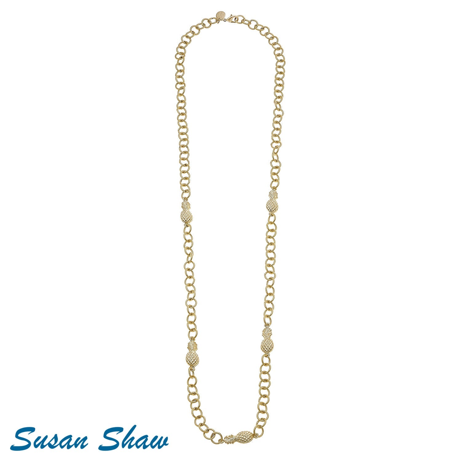 Susan Shaw Pineapple Pendant Long Chain Necklace - Juli's Wearable Art