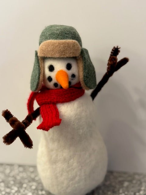 Tabletop Felt Snowman with Hat & Scarf - Juli's Wearable Art