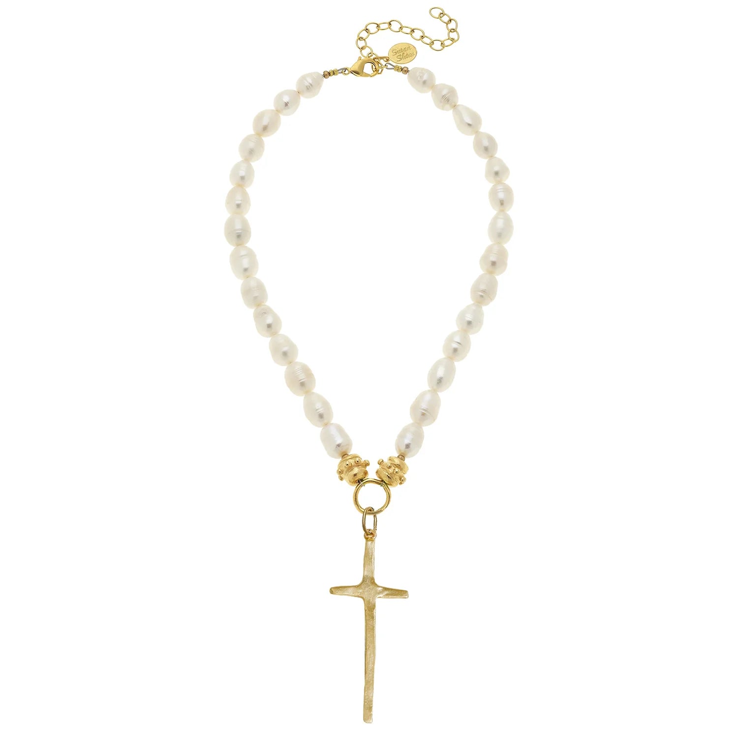 Tall Cross Pearl Necklace - Juli's Wearable Art