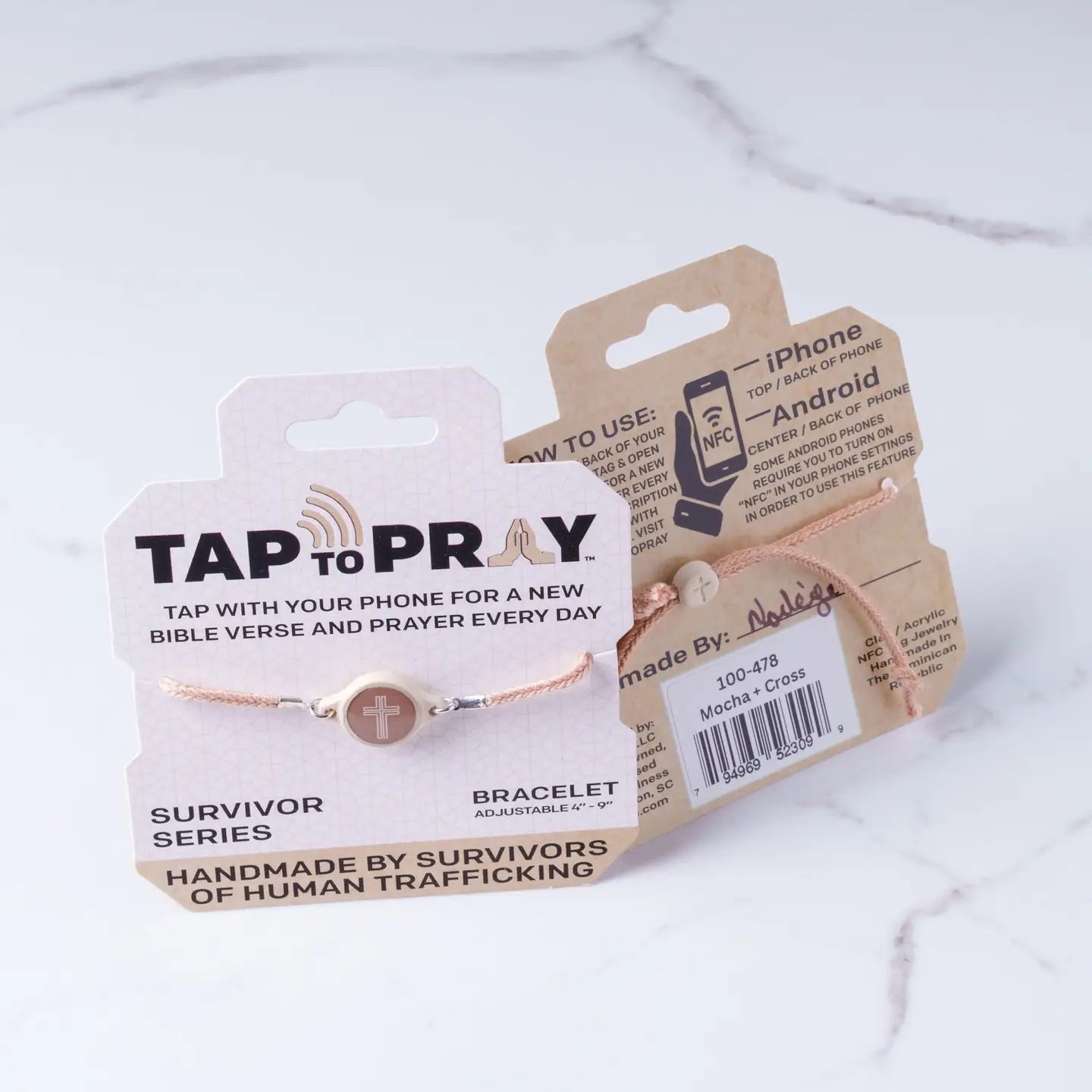 Tap To Pray® Survivor Series Bracelet | Mocha + Cross - Juli's Wearable Art