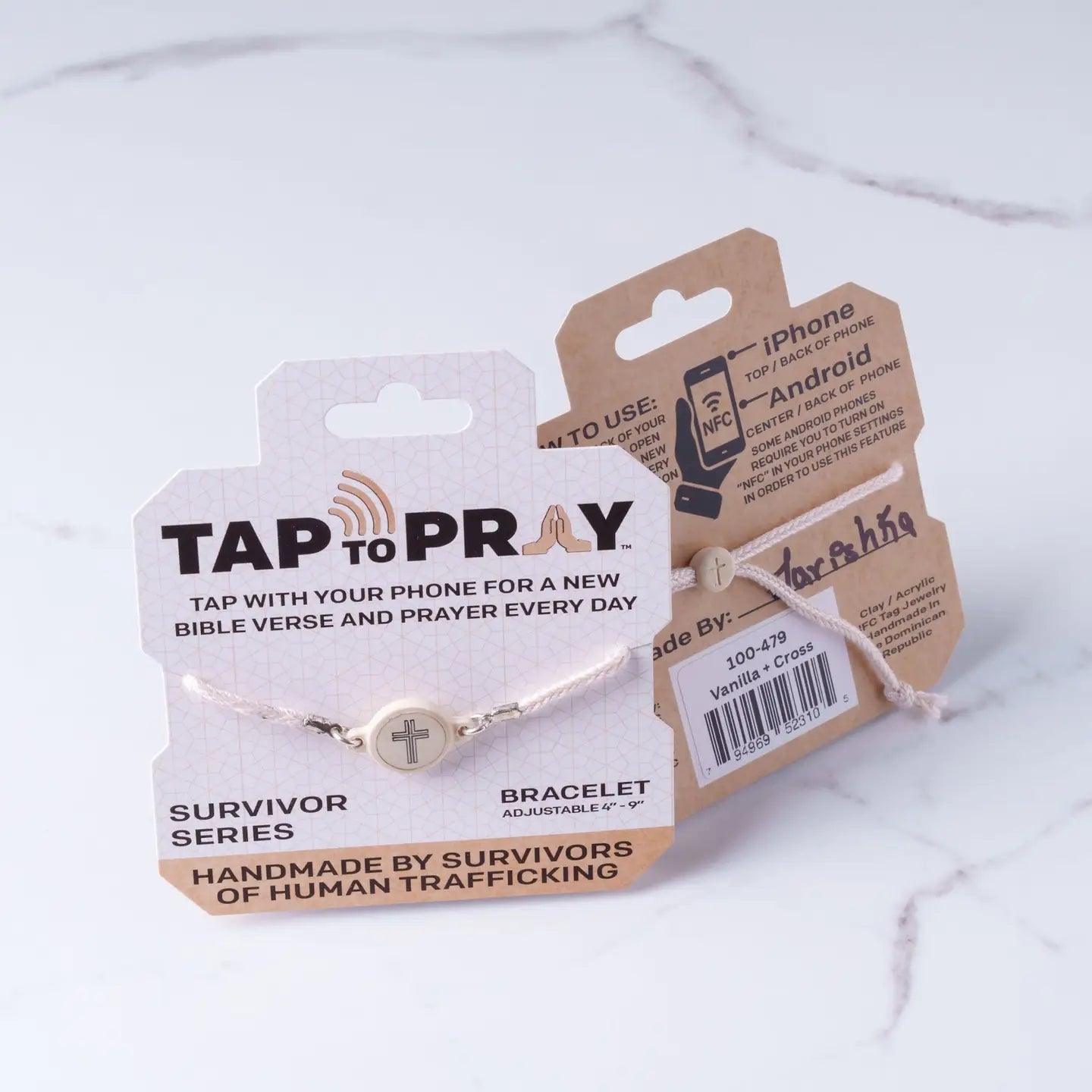 Tap To Pray® Survivor Series Bracelet | Vanilla + Cross - Juli's Wearable Art