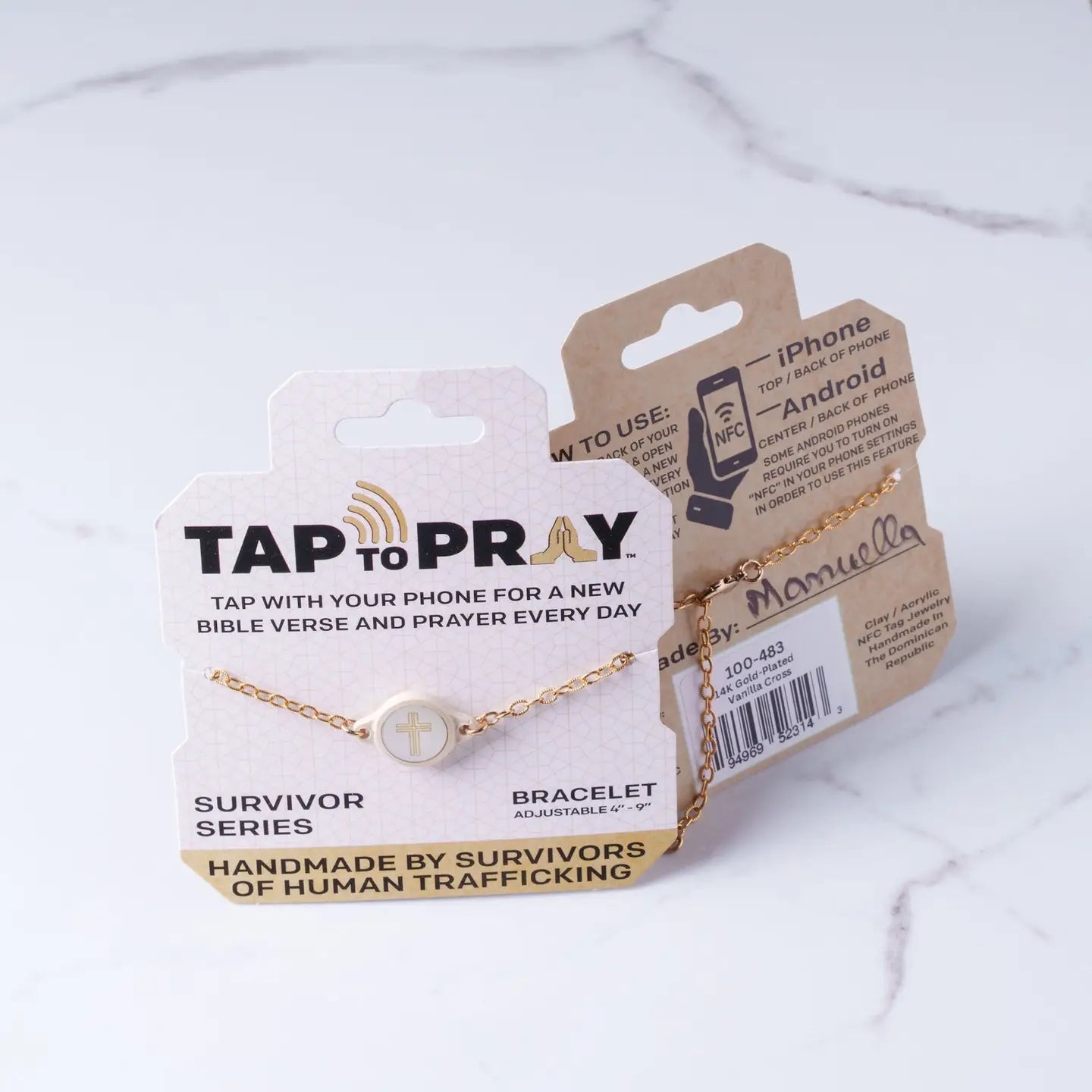 Tap To Pray® Survivor Series Gold Chain Bracelet | Vanilla Cross - Juli's Wearable Art