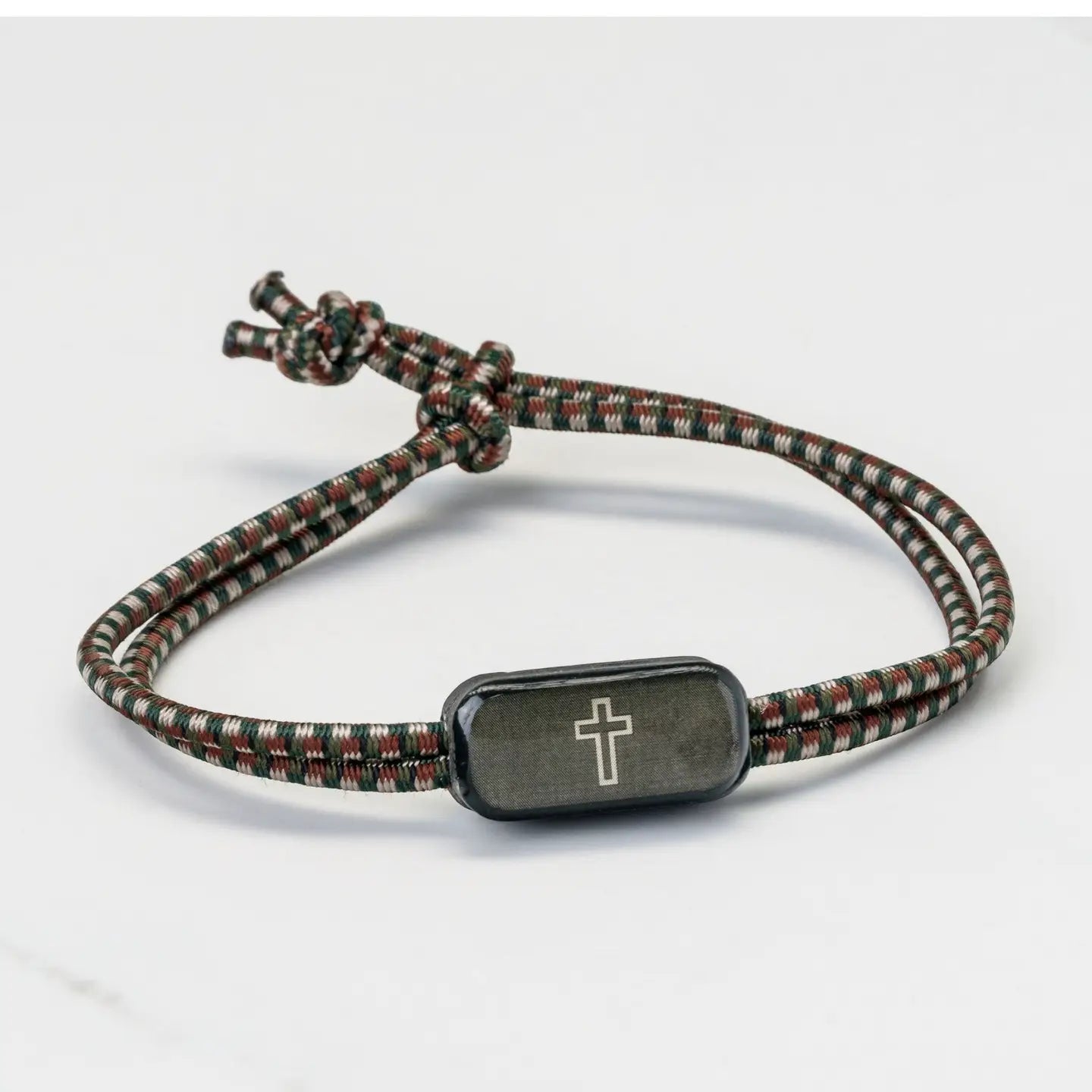 Tap To Pray® Survivor Series Tactical Bracelet | Camo Green + Cross - Juli's Wearable Art