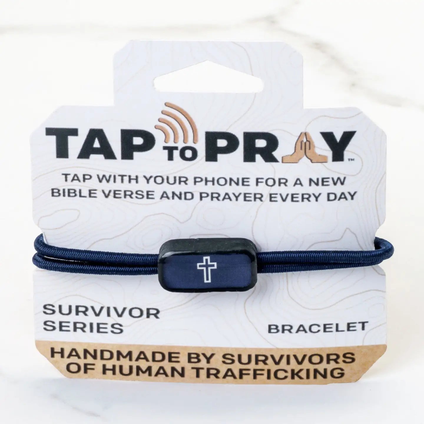 Tap To Pray® Survivor Series Tactical Bracelet | Navy + Cross - Juli's Wearable Art