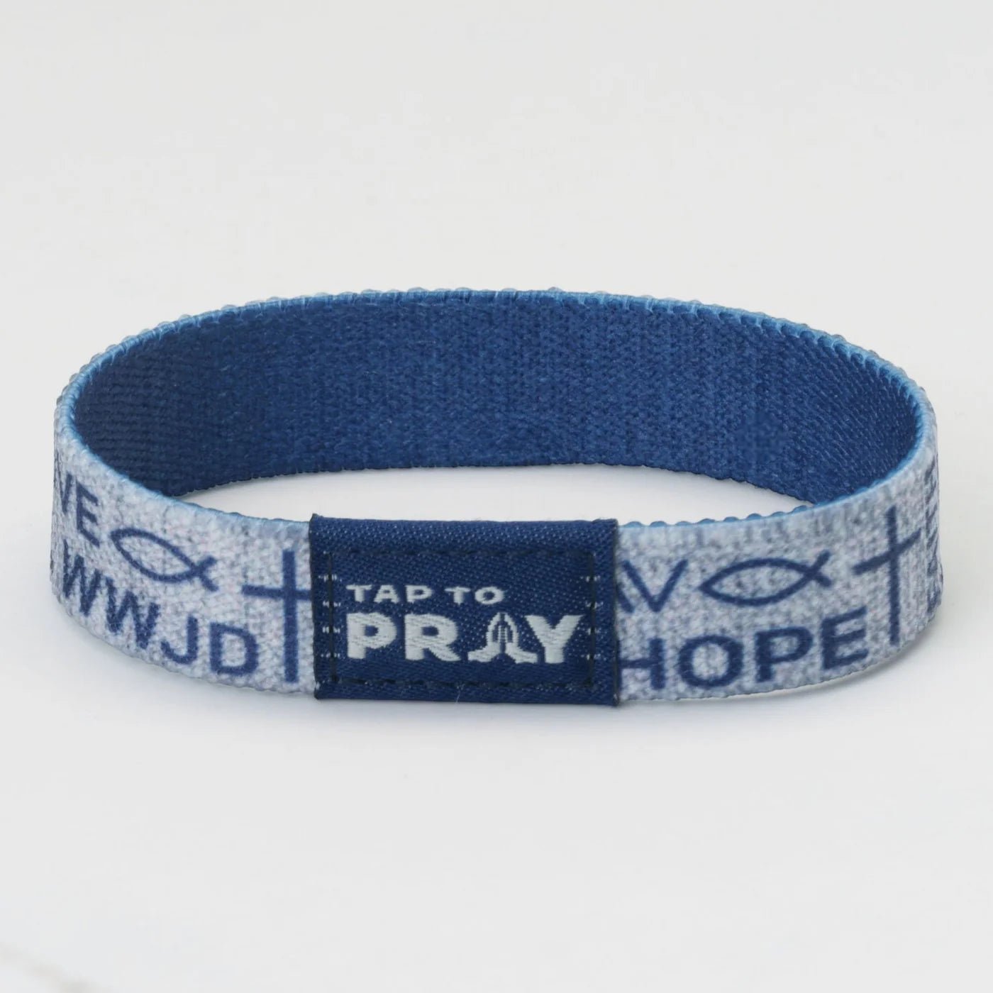 Tap To Pray® Wristband – Symbols of Faith | Navy - Juli's Wearable Art