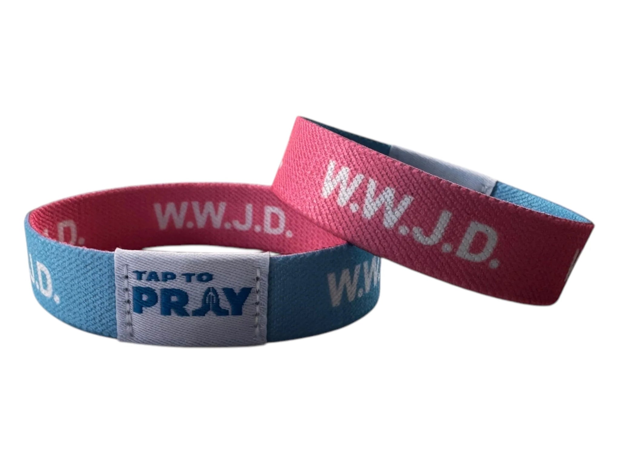 Tap To Pray™ Wristbands - Blue & Pink WWJD - Juli's Wearable Art
