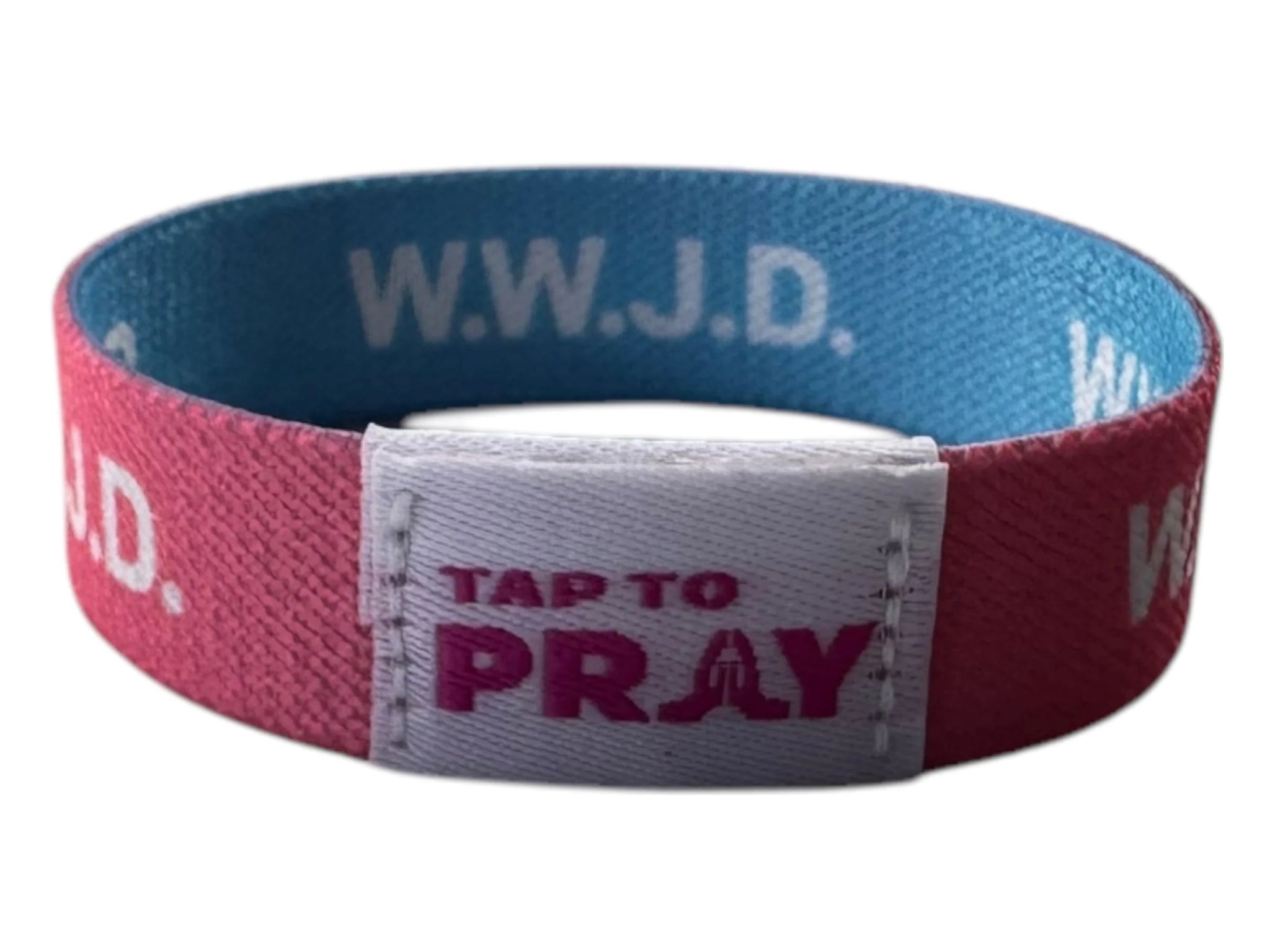 Tap To Pray™ Wristbands - Blue & Pink WWJD - Juli's Wearable Art