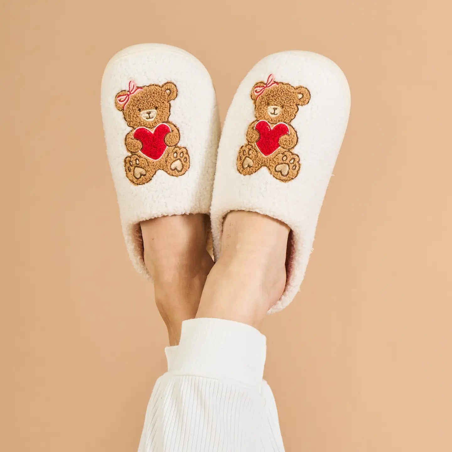 Teddy Bear Hugs Fuzzy Slippers - Juli's Wearable Art