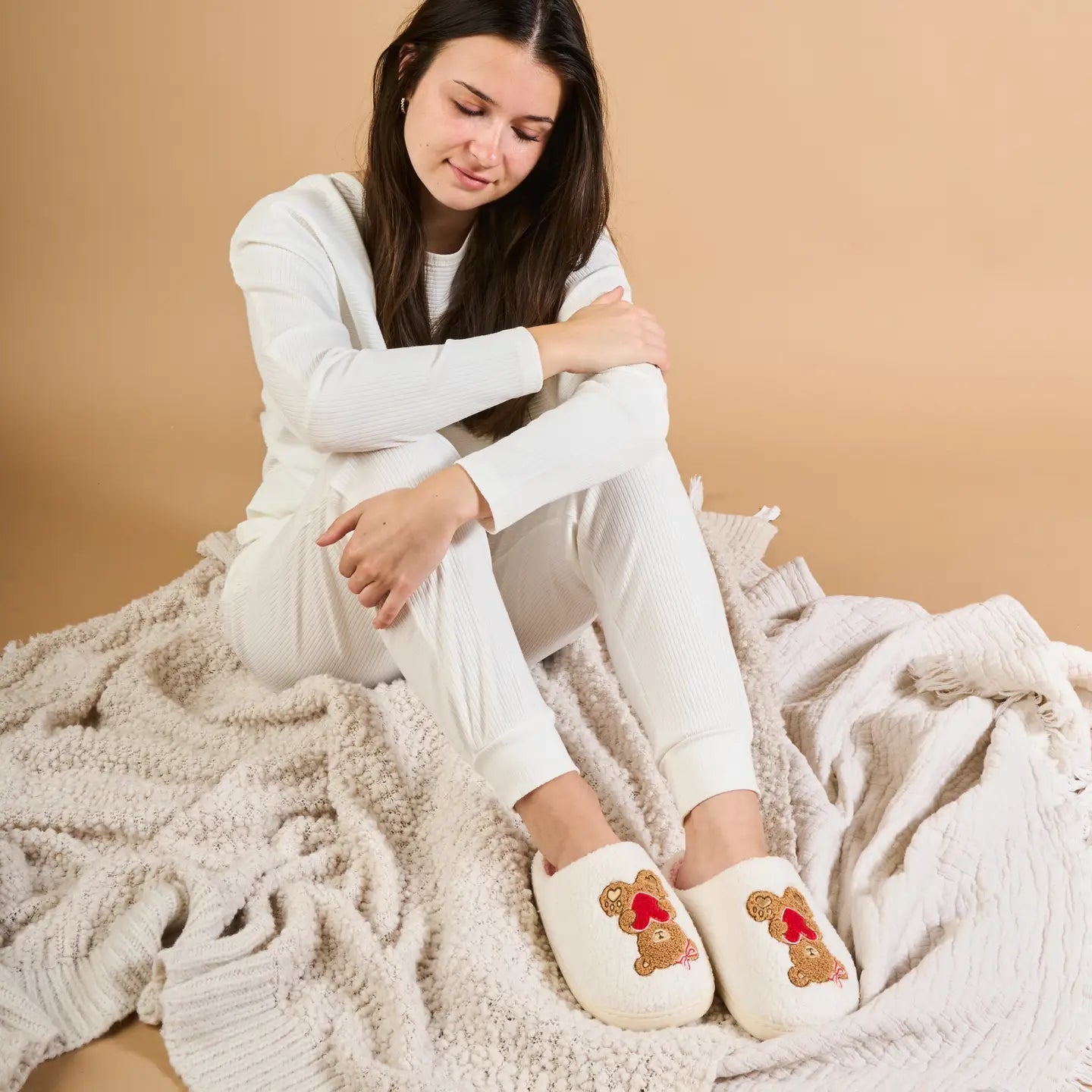 Teddy Bear Hugs Fuzzy Slippers - Juli's Wearable Art