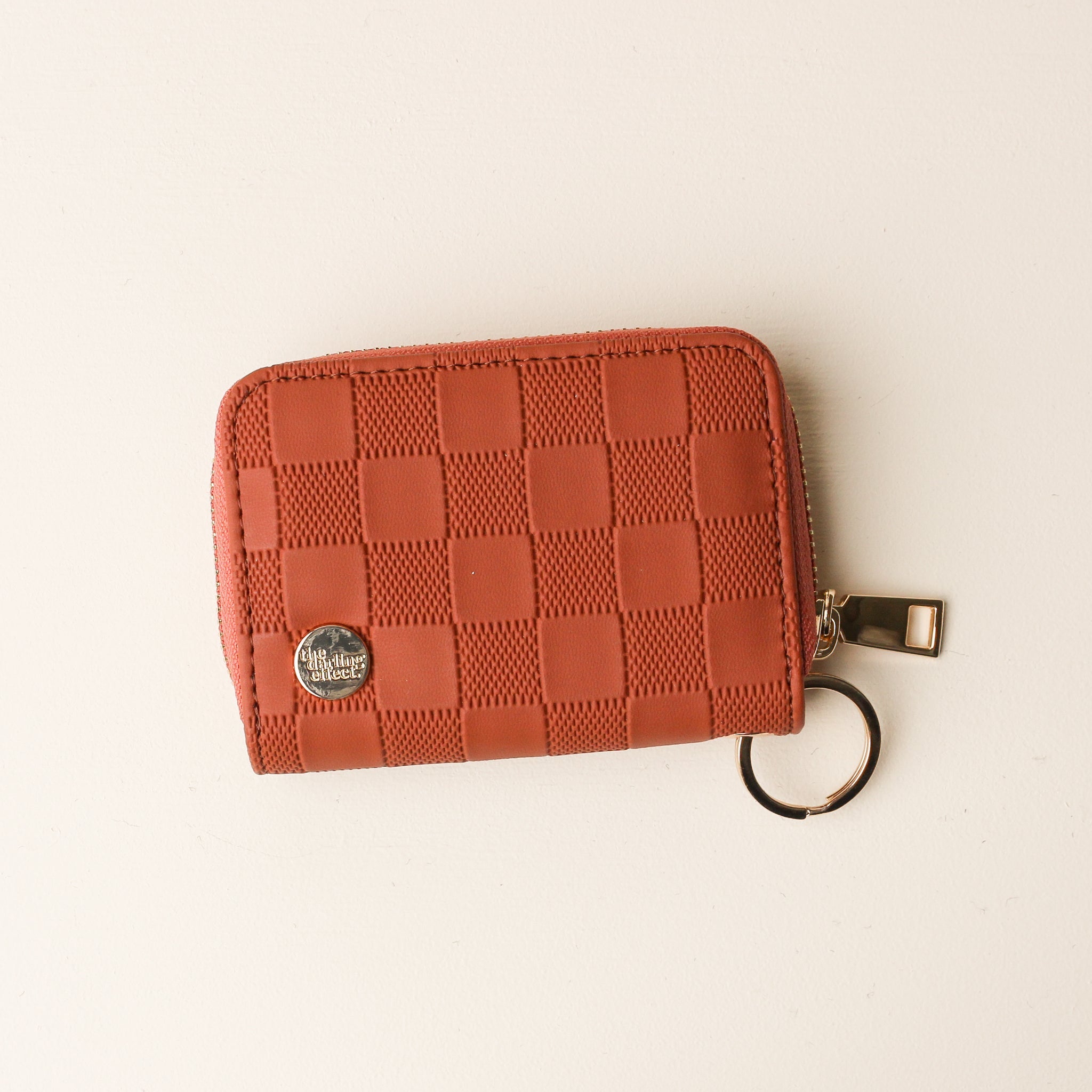 The Darling Effect Check Zip Around Wallet - Cognac Check - Juli's Wearable Art