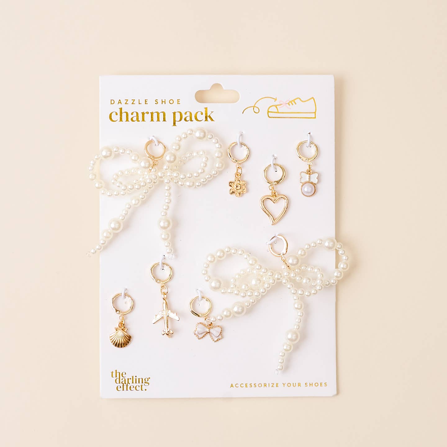 The Darling Effect Dazzle Shoe Charm Pack – Wanderlust | Travel, Pearl, Shell, Airplane & Heart Charms - Juli's Wearable Art