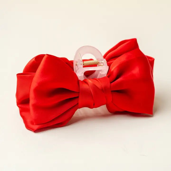 The Darling Effect Satin Bow Claw Clip - Red - Juli's Wearable Art