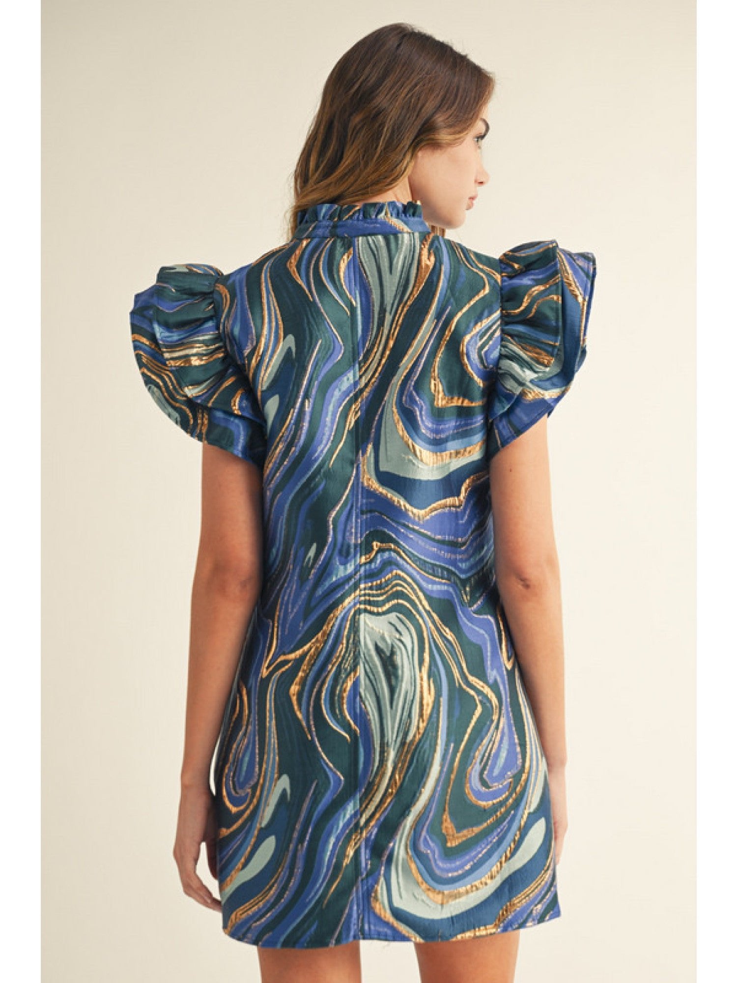The Isla Dress – Royal Mix Abstract Jacquard - Juli's Wearable Art