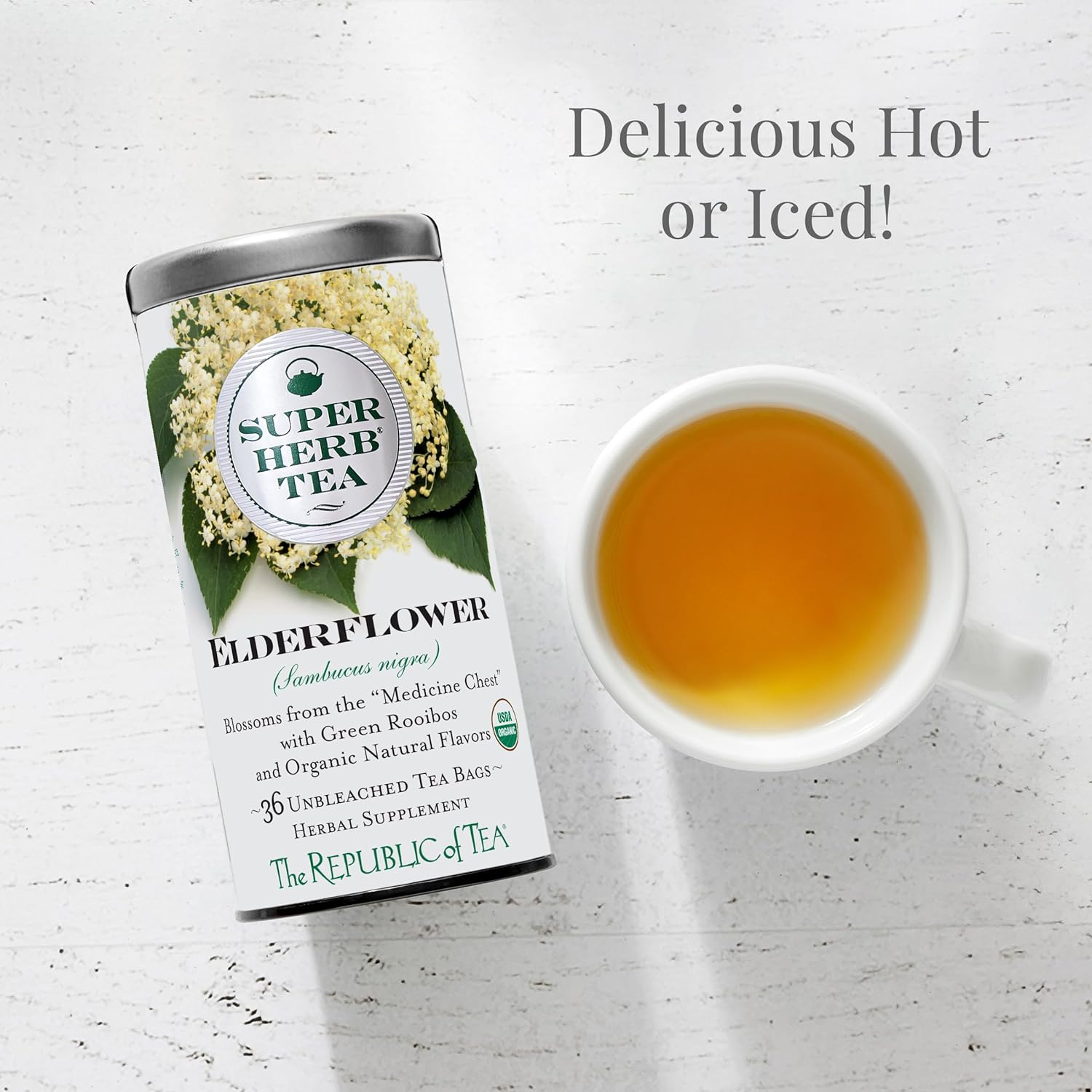 The Republic of Tea — Organic Elderflower SuperHerb Tea Tin, 36 Herbal Tea Bags, Naturally Caffeine - Free - Juli's Wearable Art