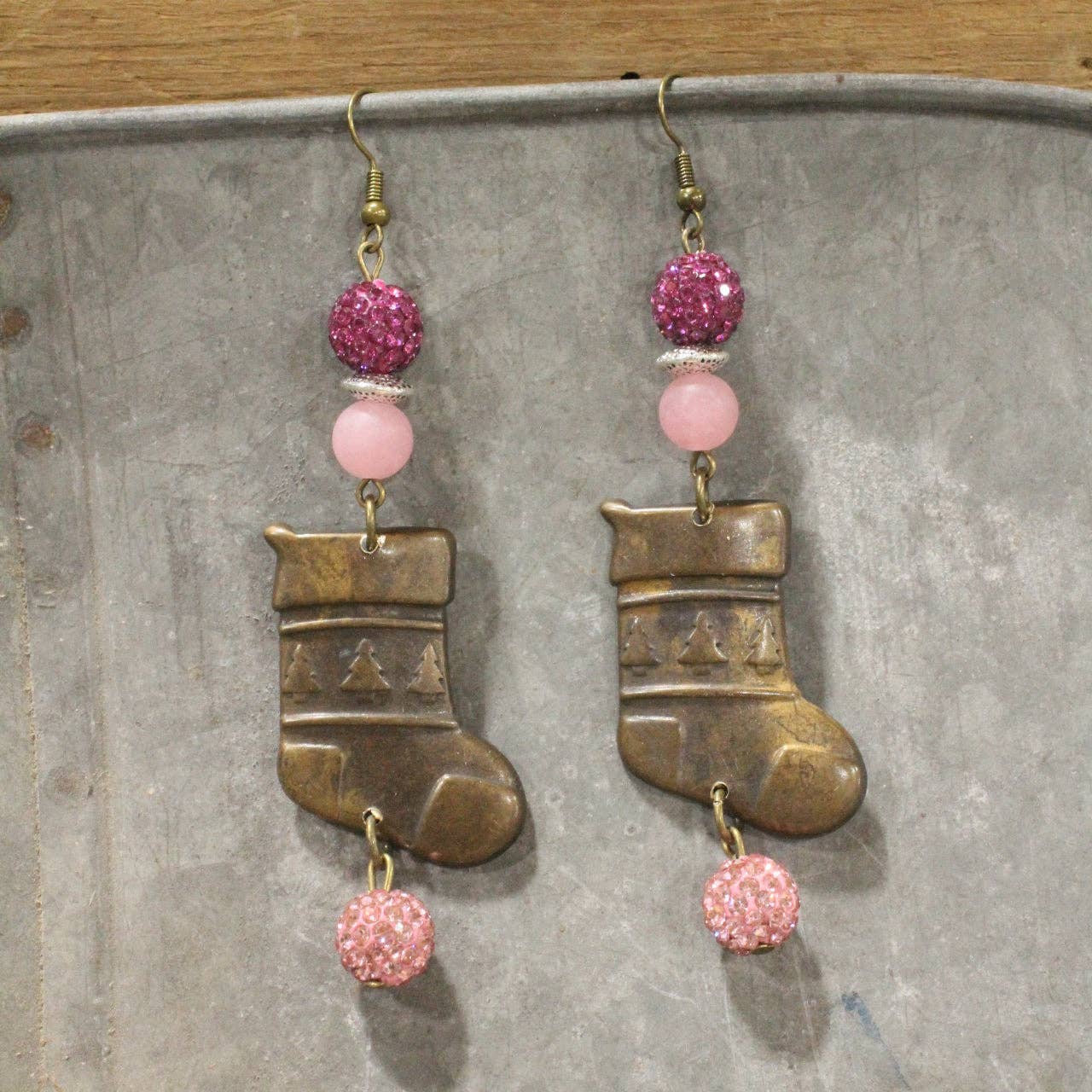 The Stockings Were Hung Dangle Drop Earrings - Juli's Wearable Art