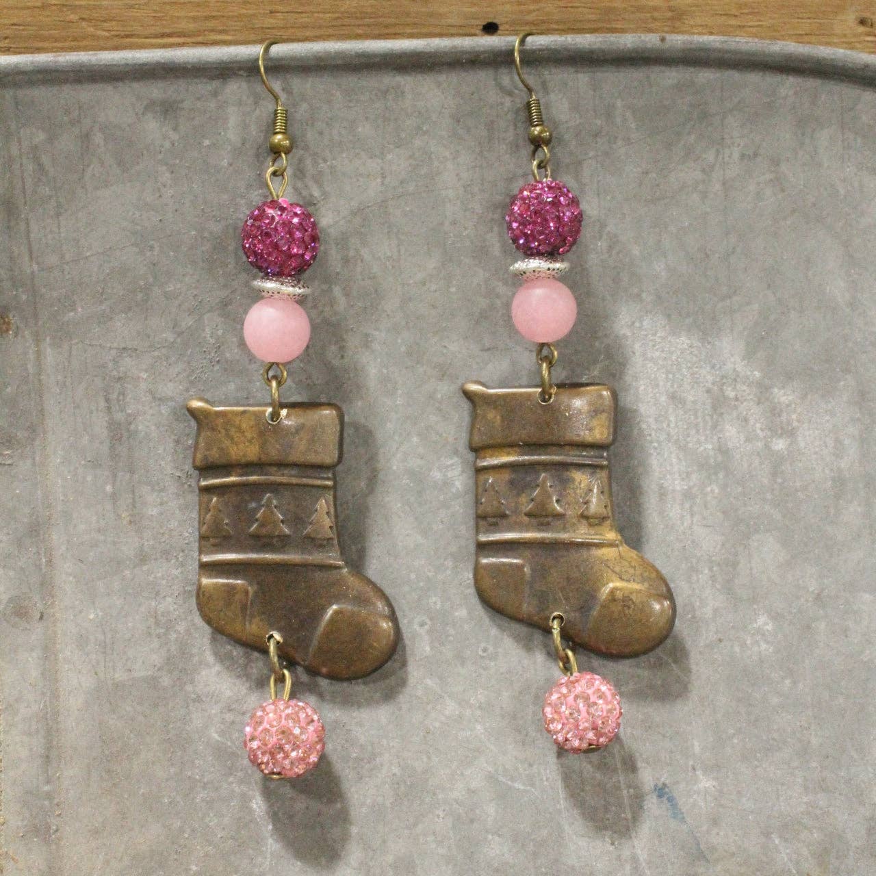 The Stockings Were Hung Dangle Drop Earrings - Juli's Wearable Art